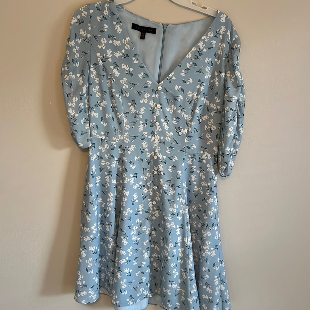 Forest Lily baby blue floral swing dress
